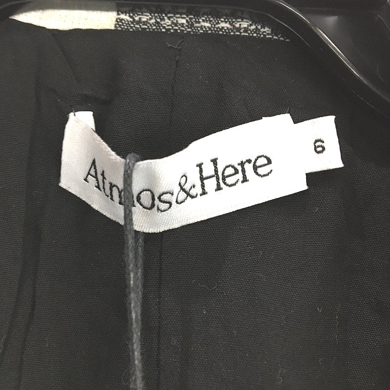 Atmos & Here Ciover Black White Check Cotton Linen Blend Blazer Ladies Sz 6 NEW