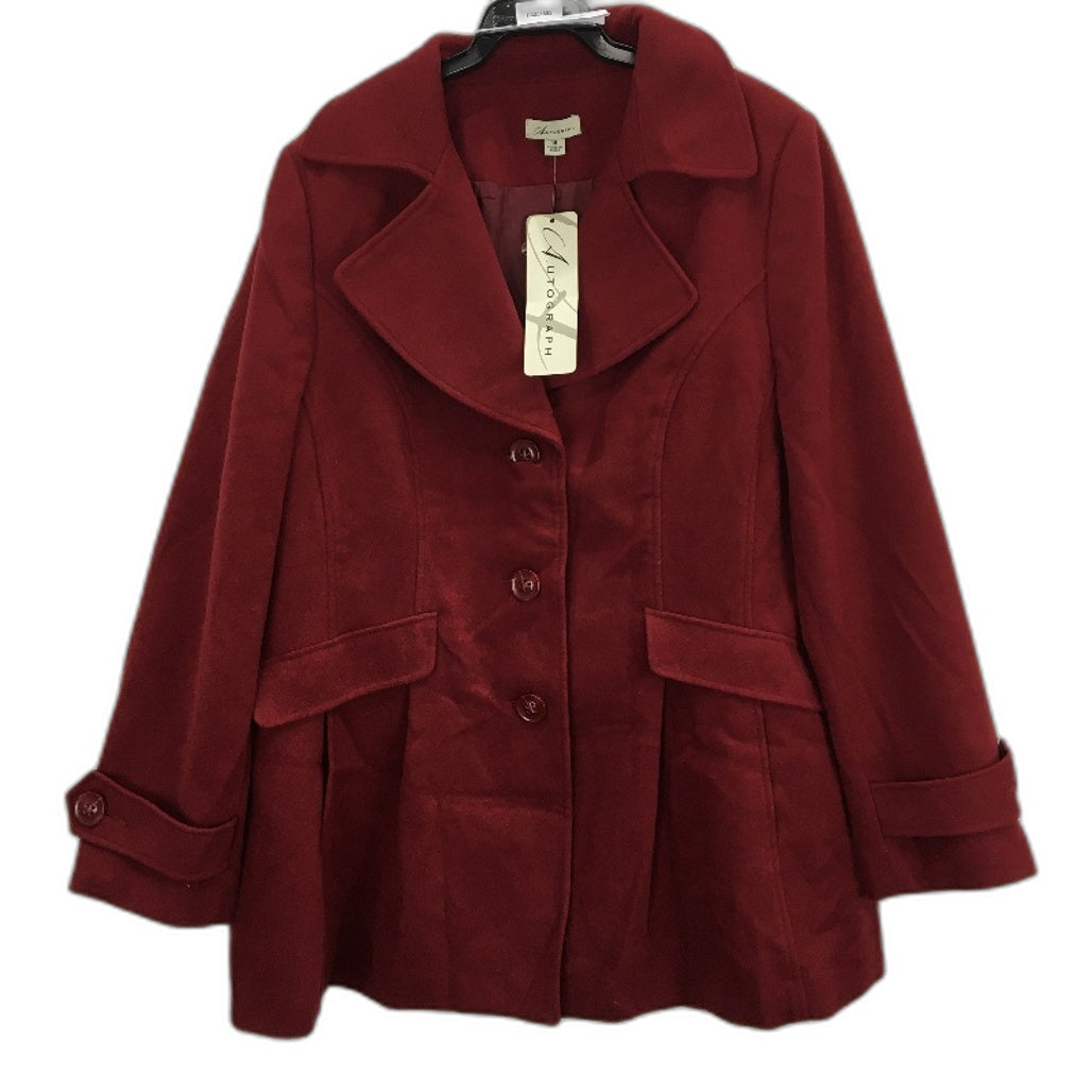 Autograph Into The Blue Collection Red Ruby Wide Collar Coat Ladies Size 18 NEW