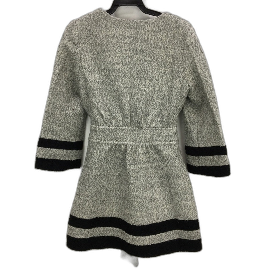 Kujia Wool Blend Grey & Black Long Flaired Belted Coat Ladies Size L NEW