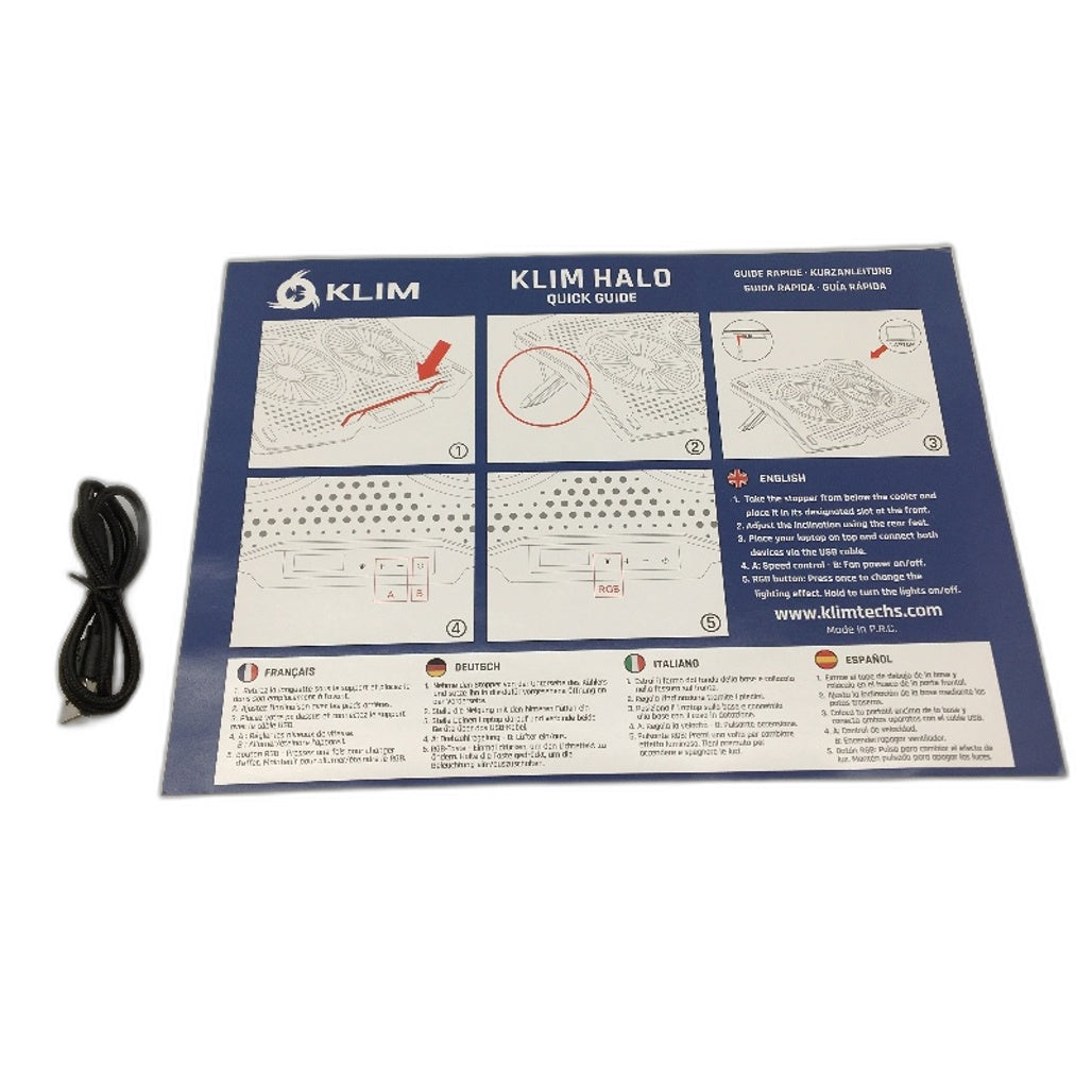 Klim Halo RGB Laptop Cooling Stand with USB Connection & LCD Display NEW