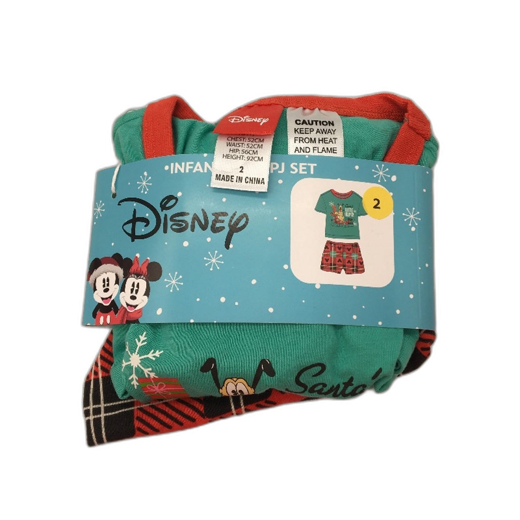 Disney Christmas Infant Knit PJ Set Sz 2 & Mickey Mouse 10 Soft Toy Bundle Multicoloured - Polyester Fibre, Polyester/Cotton Durable Design NEW