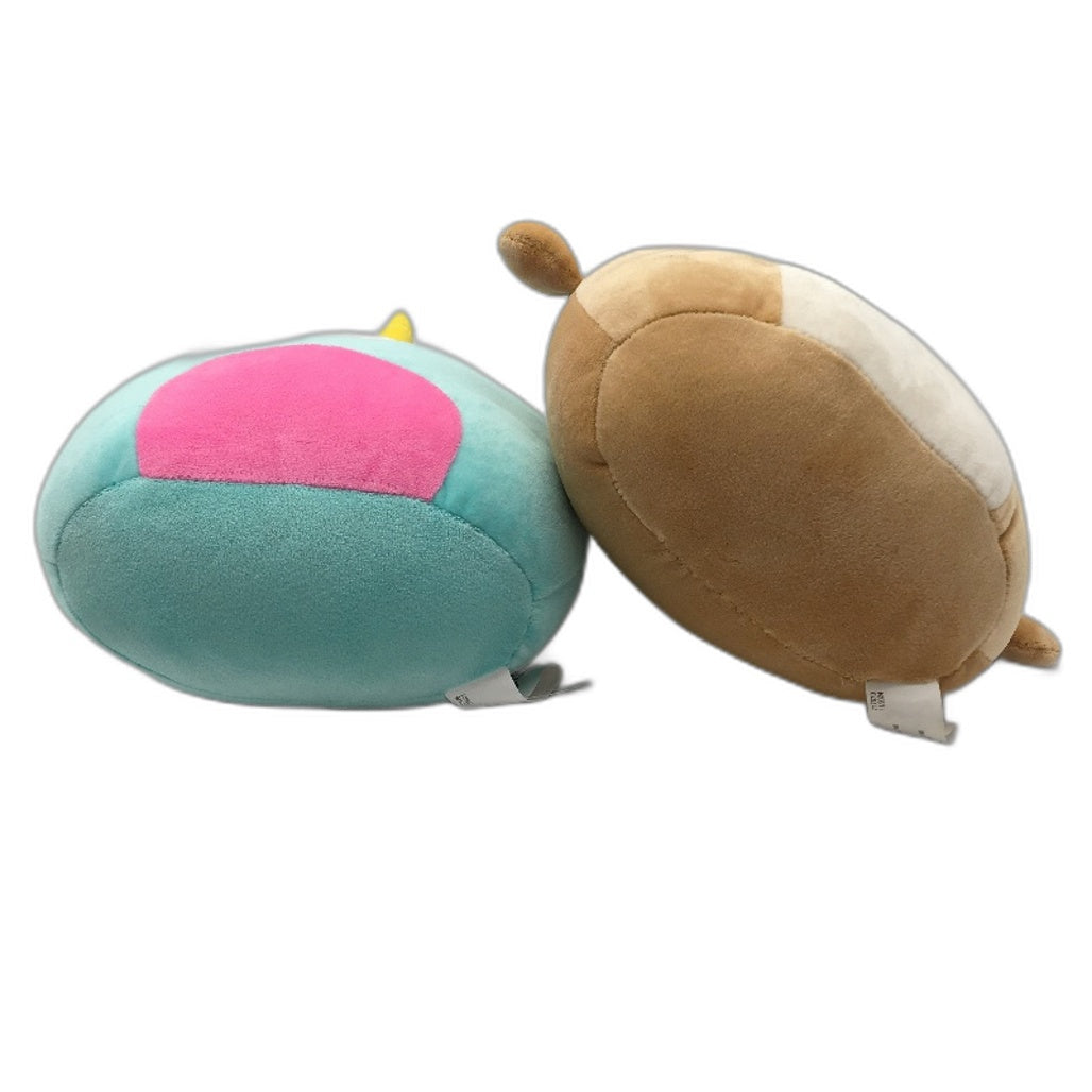 2pc 10 inch Blue Unicorn & Brown Dog Round Soft Plush Toys Multicoloured - Polyester/Elastane Durable Portable Squishees