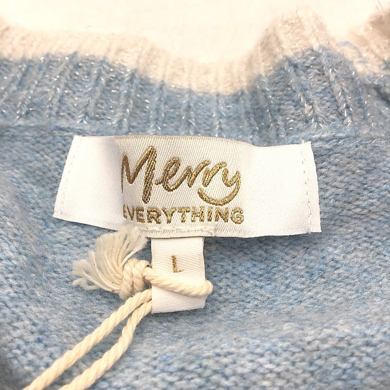 Merry Everything Light Blue Snowflake Sequin Knit Sweater Ladies Sz Large NEW