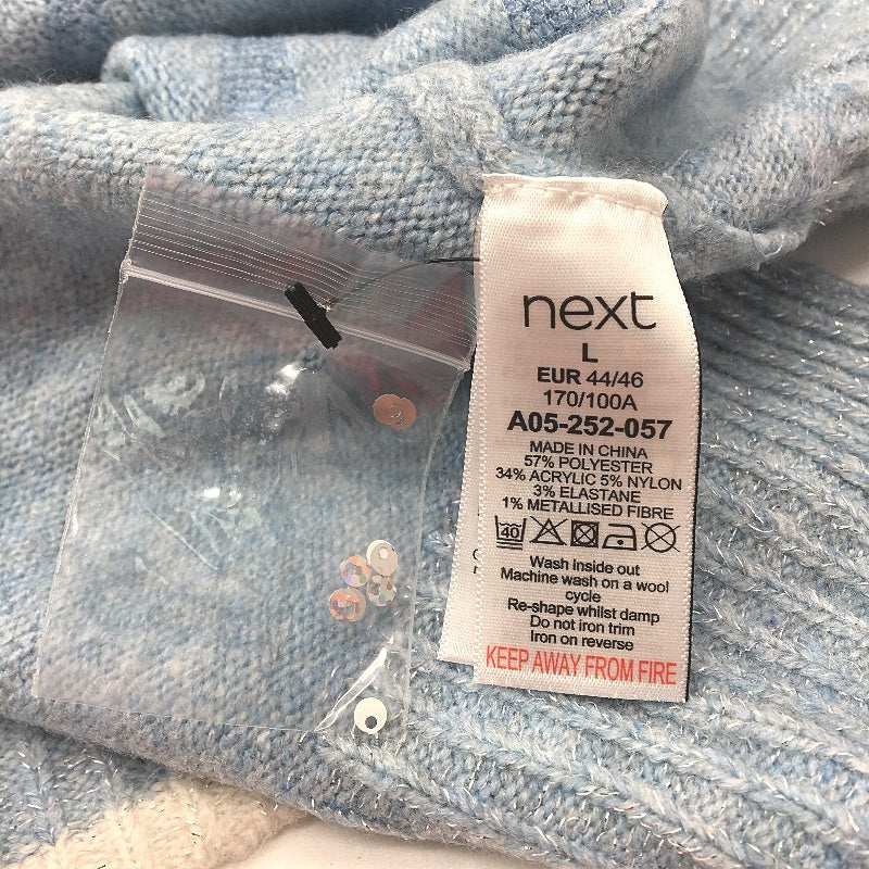 Merry Everything Light Blue Snowflake Sequin Knit Sweater Ladies Sz Large NEW