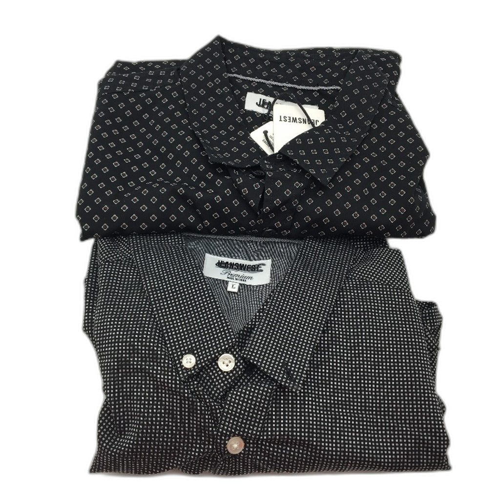 Jeanswest 2 Pack 100% Cotton Black Patterned L/S Casual Shirts Mens Size L NEW