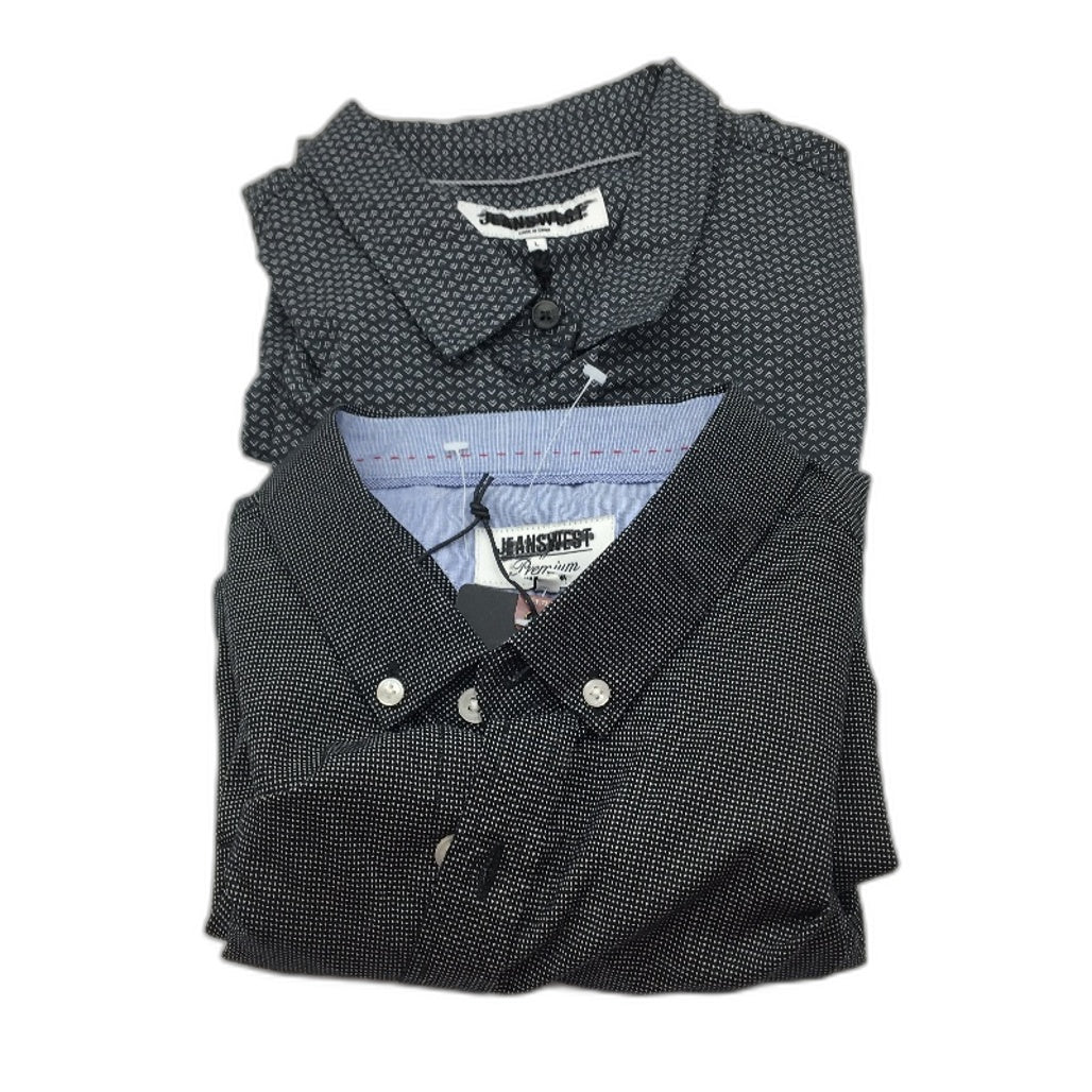 Jeanswest 2 Pack Black Patterned 100% Cotton L/S Casual Shirts Mens Size L NEW