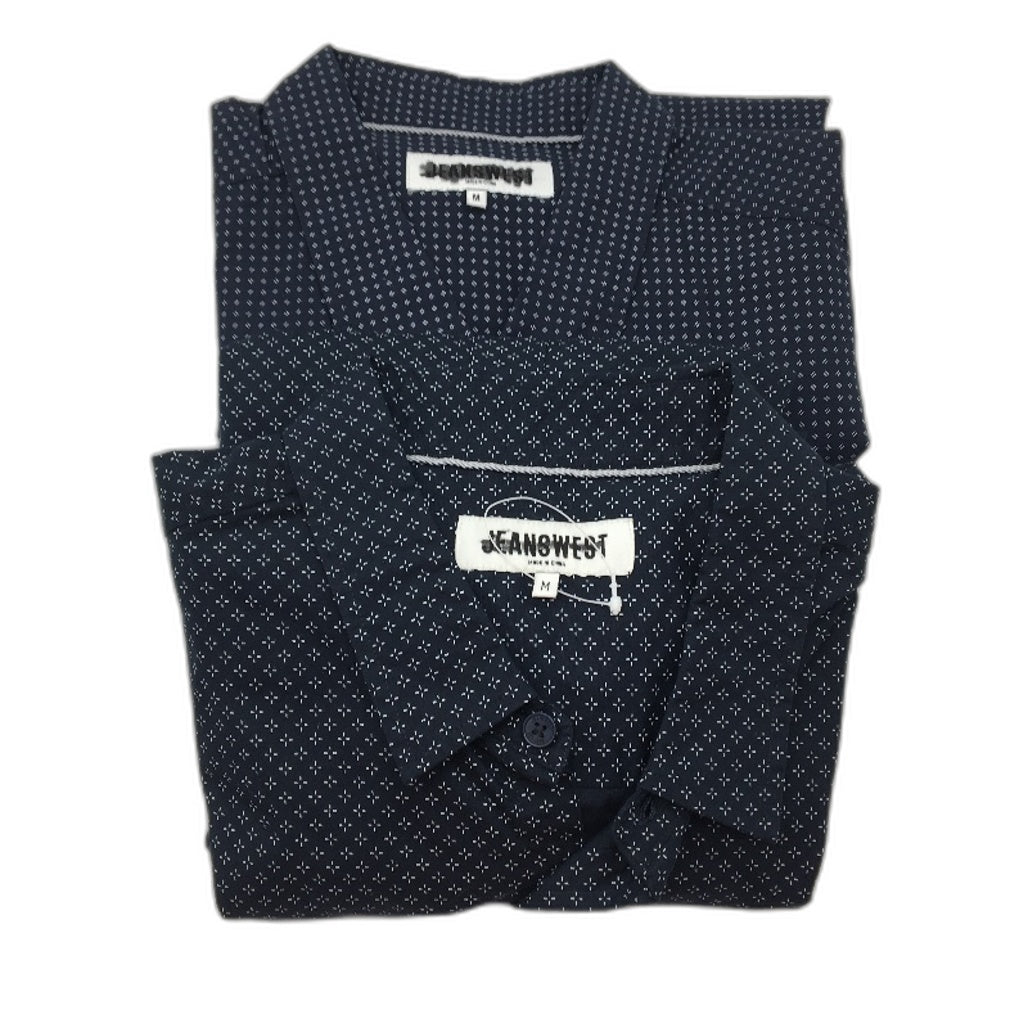 Jeanswest 2 Pack Navy Patterned 100% Cotton L/S Casual Shirts Mens Size M NEW