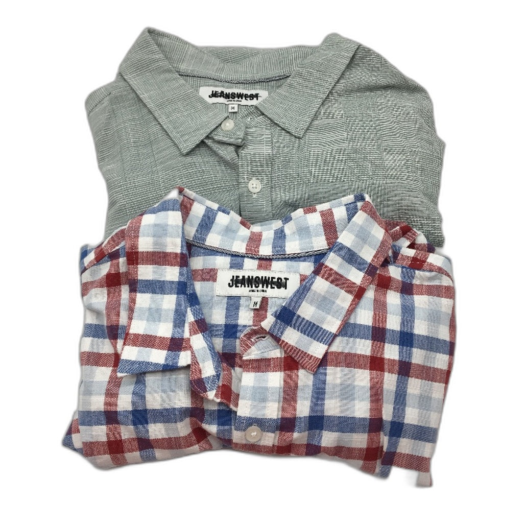 Jeanswest 2 Pack Check Patterned 100% Cotton L/S Casual Shirts Mens Size M NEW