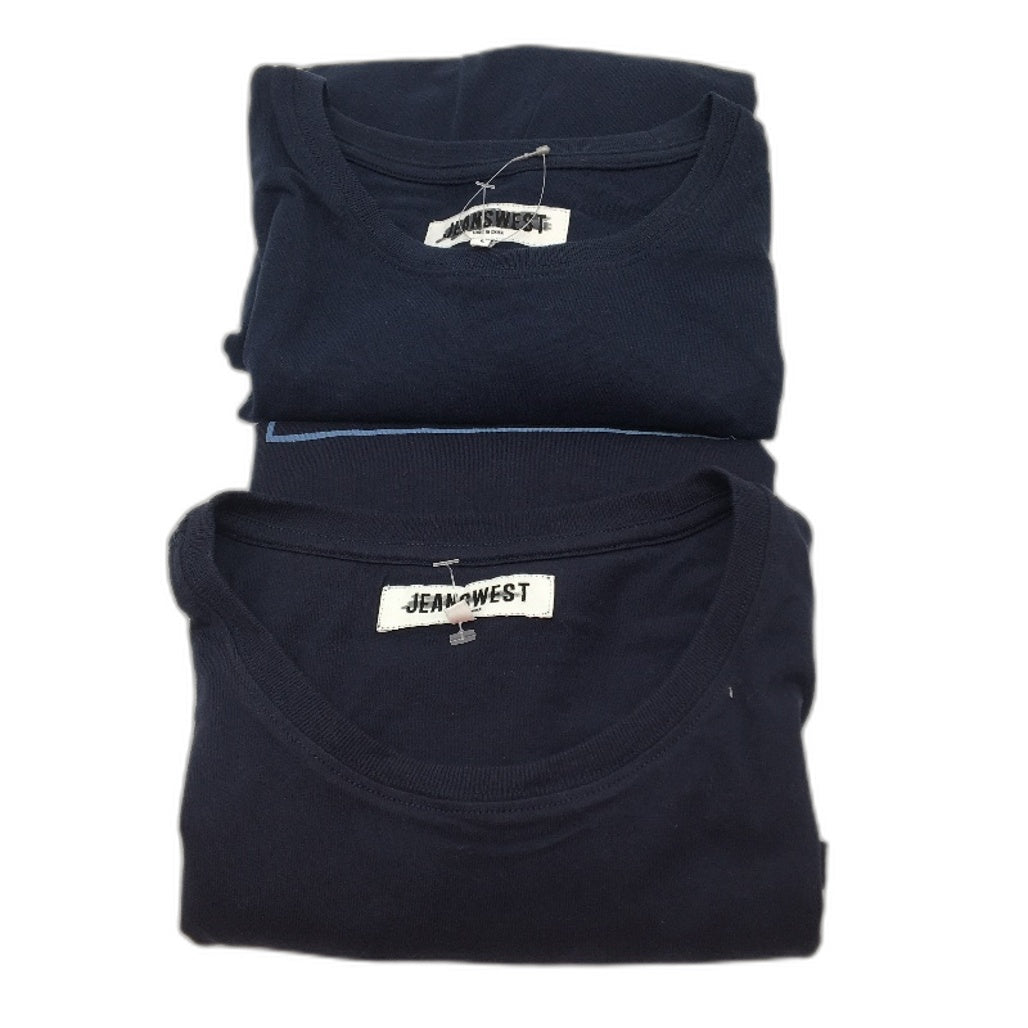 Jeanswest 2 Piece Navy Blue Printed 100% Cotton Casual T-Shirts Mens Size L NEW