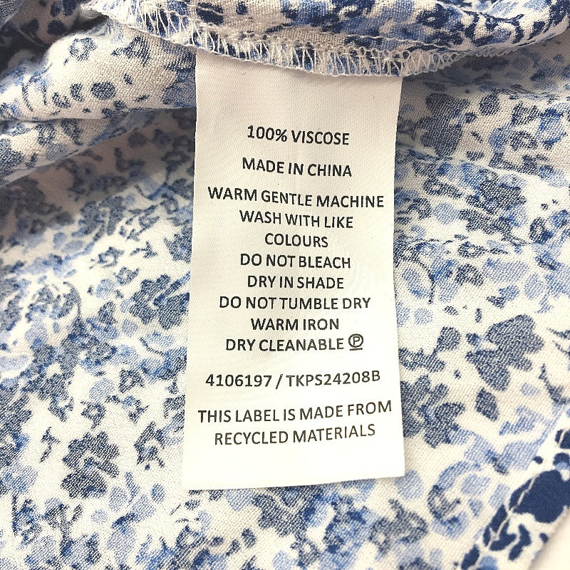 Tokito Petites Shoreside Blue White Floral Viscose Top Ladies Size 10 NEW