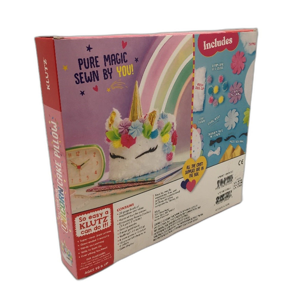 Klutz Sew Your Own Unicorn Cake Pillow Kit Rainbow Cute Soft Decoration Multicoloured - Durable & Lightweight NEW