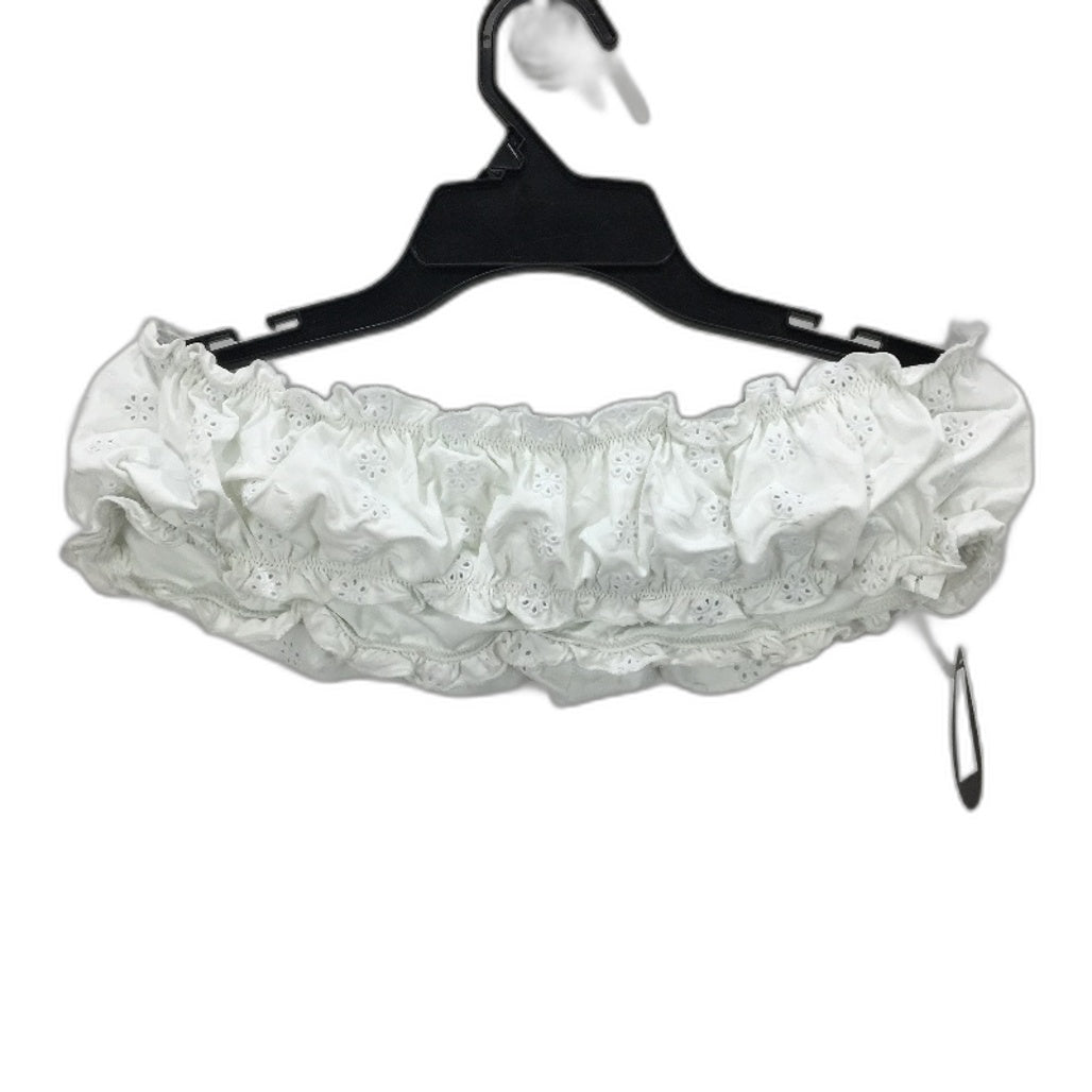 Subtitled White Tube Stretchy Bather Top Frilly Floral Pattern Ladies Size Large