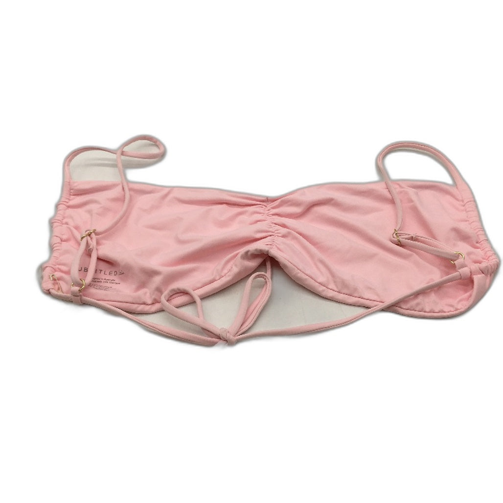 Subtitled Baby Pink Ruched Front Tie Back Swim Bather 'Gather' Top Ladies Sz XL