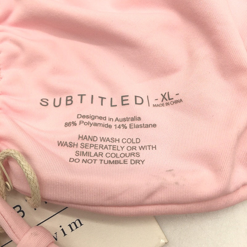 Subtitled Baby Pink Ruched Front Tie Back Swim Bather 'Gather' Top Ladies Sz XL