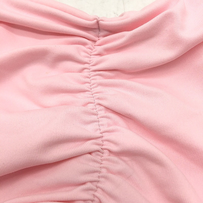 Subtitled Baby Pink Ruched Front Tie Back Swim Bather 'Gather' Top Ladies Sz XL