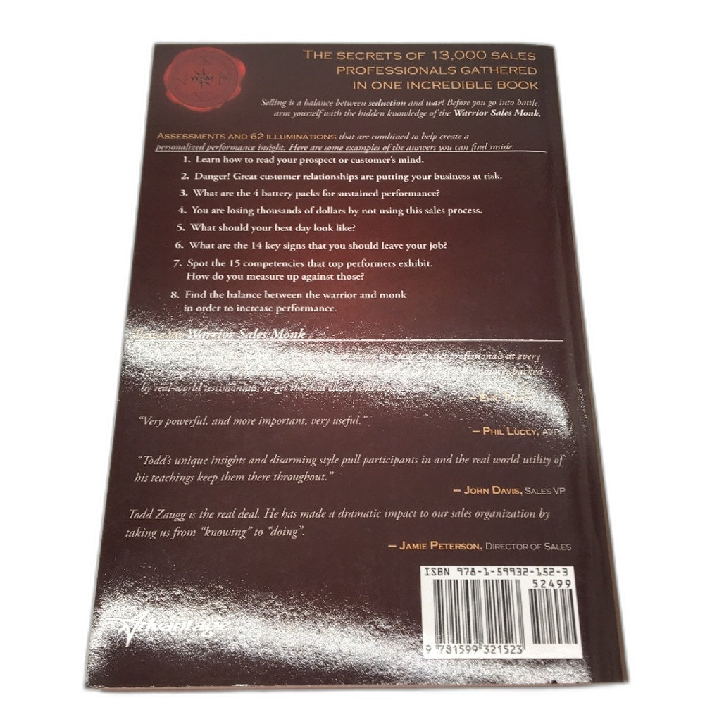 Warrior Sales Monk Sales Professional Self Help Book by Todd Zaugg NEW
