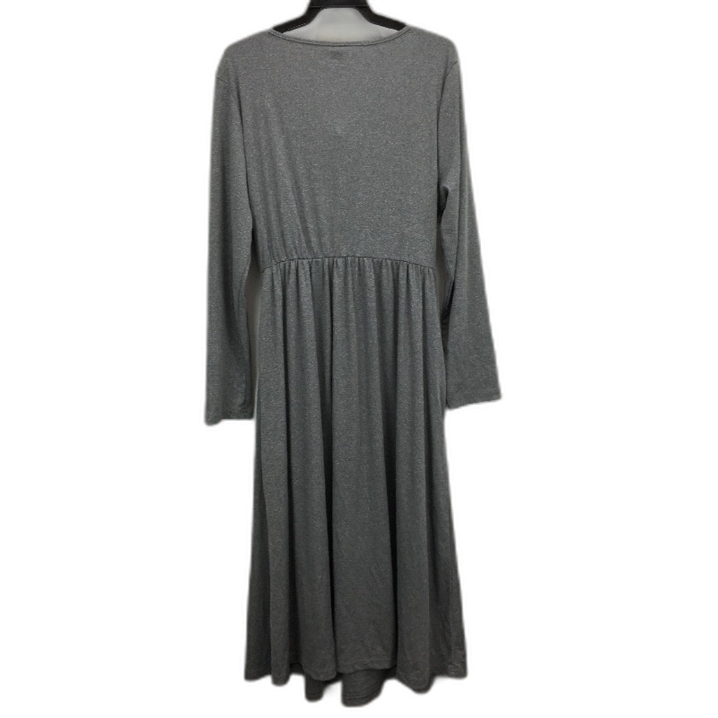 Zolucky Grey Long Sleeve Maxi Wrap Dress Resin Button Details NEW