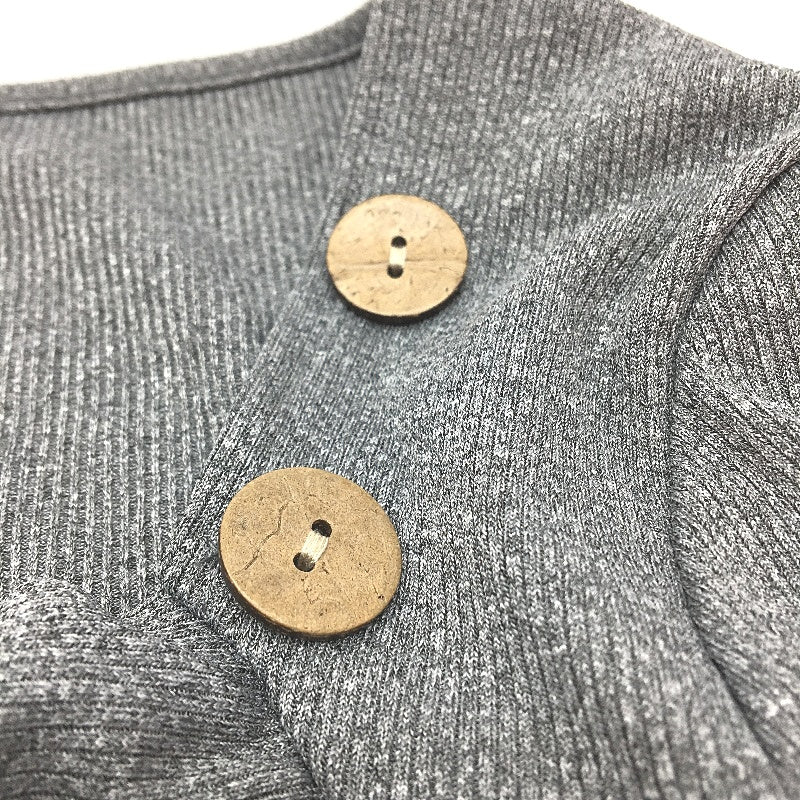 Zolucky Grey Long Sleeve Maxi Wrap Dress Resin Button Details NEW