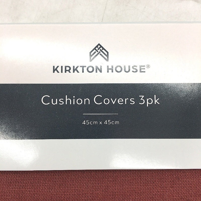 Kirkton House 3pk 45x45cm Cotton Flax Blend Red & Green Cushion Covers NEW