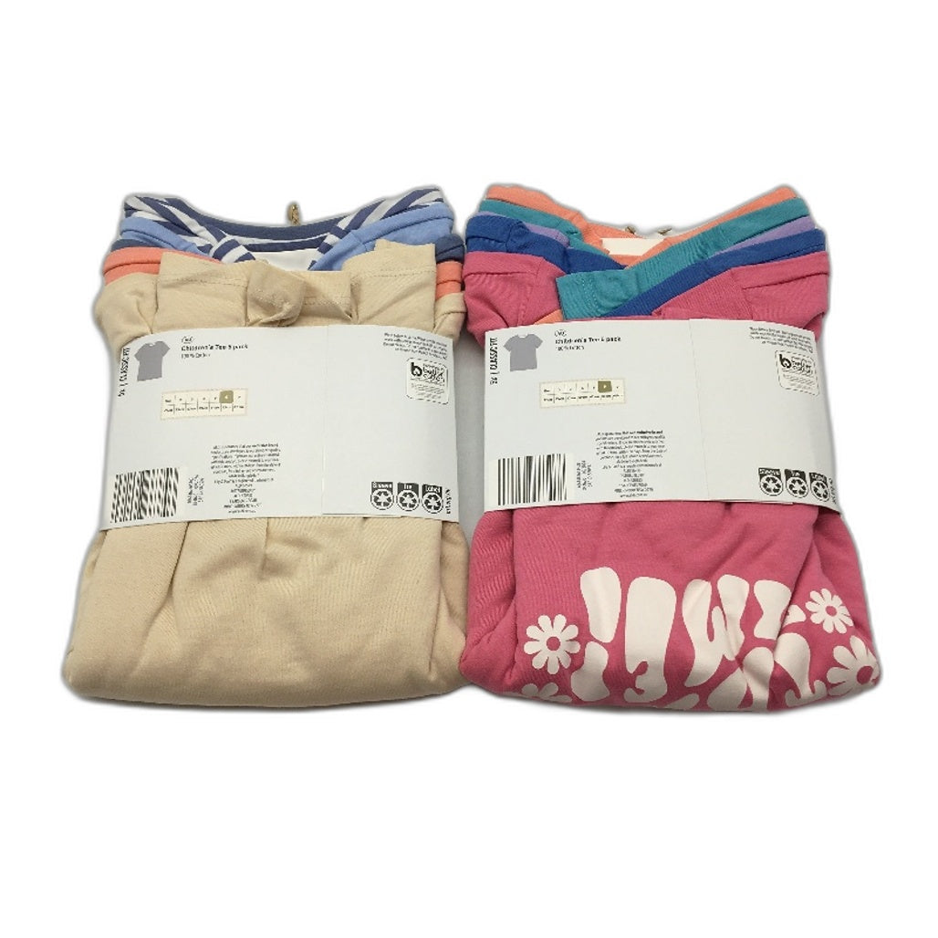 Lily & Dan 2 x 5Pks Classic Fit 100% Cotton Mutlicoloured Girls Tees Size 6 NEW