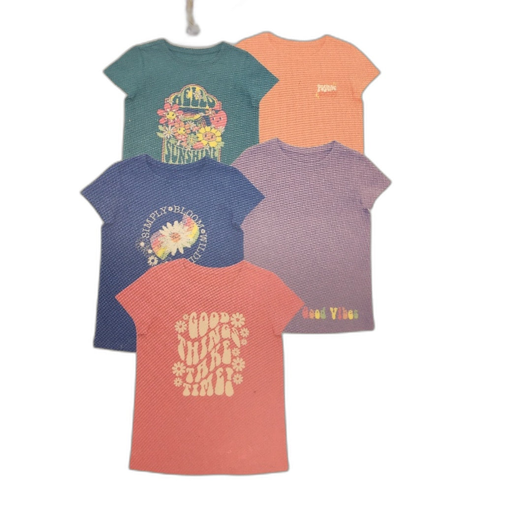 Lily & Dan 2 x 5Pks Classic Fit 100% Cotton Mutlicoloured Girls Tees Size 6 NEW