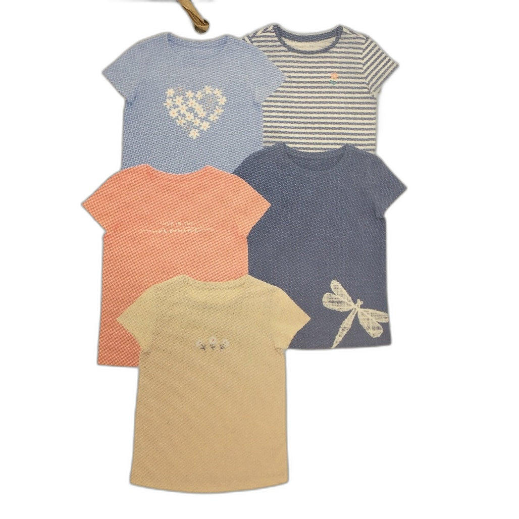 Lily & Dan 2 x 5Pks Classic Fit 100% Cotton Mutlicoloured Girls Tees Size 6 NEW