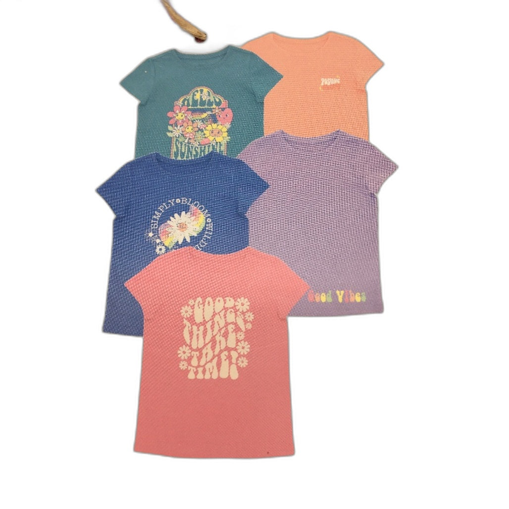 Lily & Dan 2 x 5Pks Classic Fit 100% Cotton Mutlicoloured Girls Tees Size 4 NEW