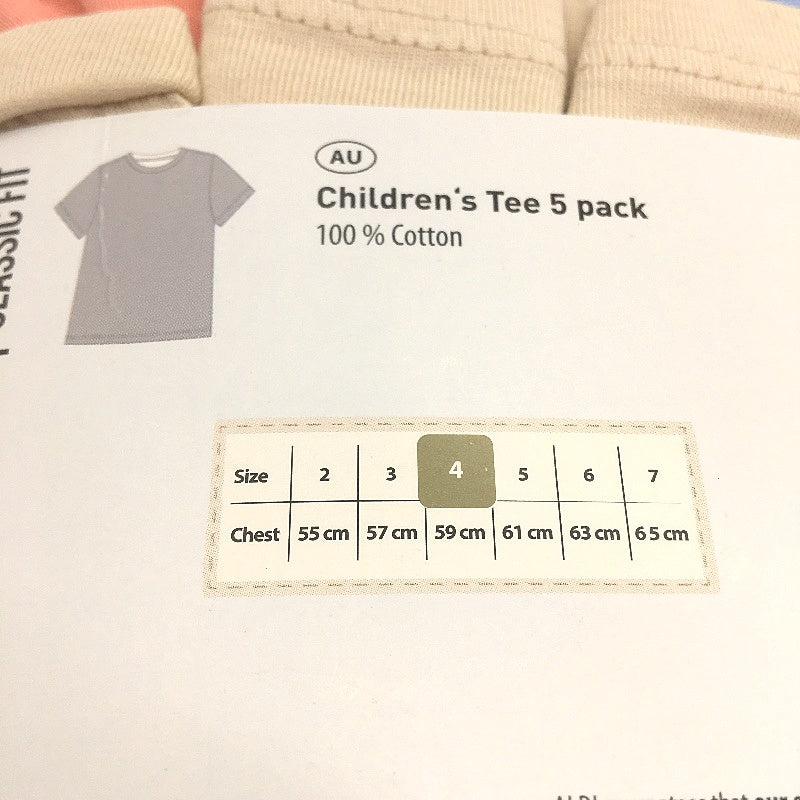 Lily & Dan 2 x 5Pks Classic Fit 100% Cotton Mutlicoloured Girls Tees Size 4 NEW