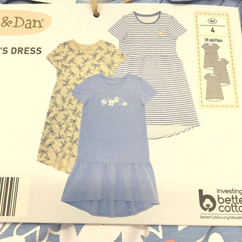 Lily & Dan 2 x 3Pks Fit & Flare 100% Cotton Mutlicoloured Girls Dresses Sz 4 NEW