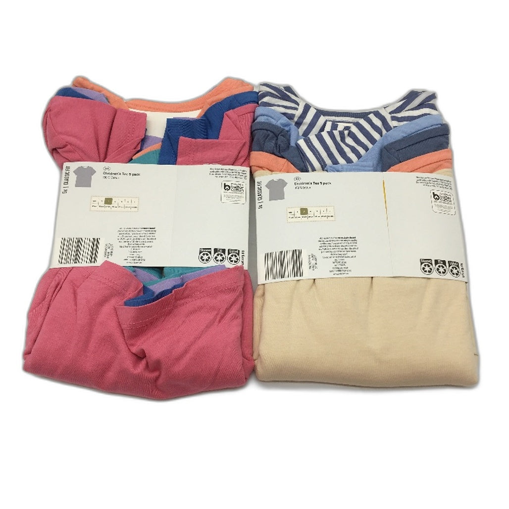 Lily & Dan 2 x 5Pks 100% Cotton Mutlicoloured Classic Fit Girls Tees Size 3 NEW