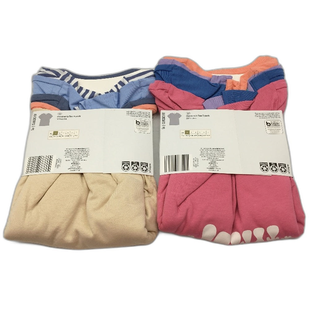 Lily & Dan 2 x 5Pks 100% Cotton Classic Fit Girls Tees Toddler Size 2 NEW