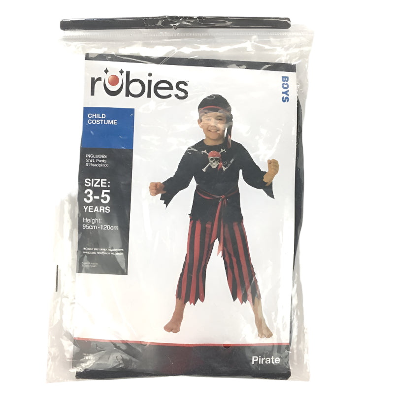 Rubies Pirate Childs Costumes Shirt, Pants, Head Piece Unisex Size 3-5 Years NEW