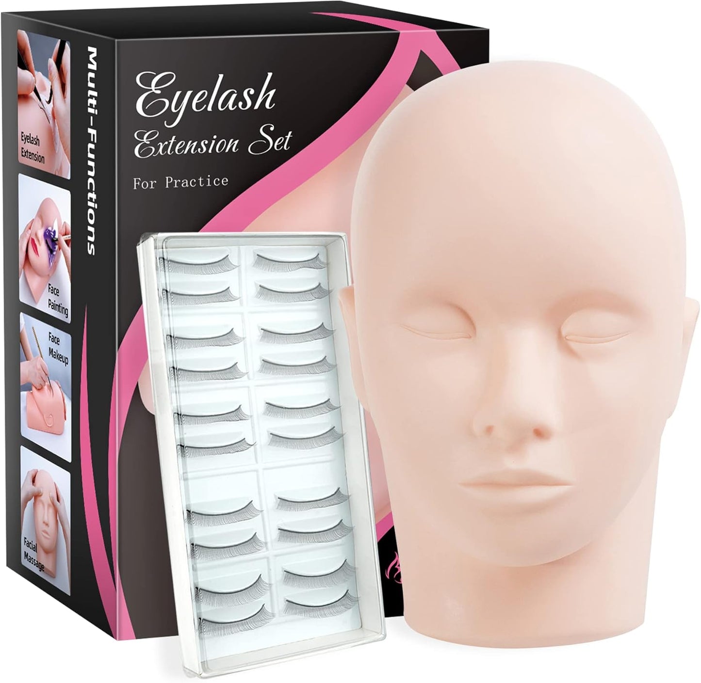 Beauty Seven Eyelash Extension Starter Practice Kit Inc Mannequin and Lashes NEW