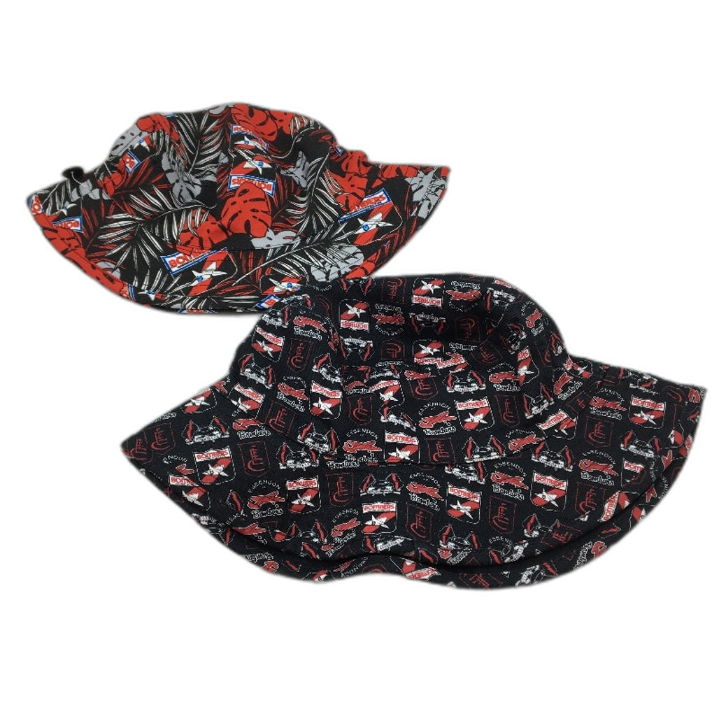 AFL On Field Essondon Bombers Twin Pack Football Red Black Bucket Hats Youth NEW