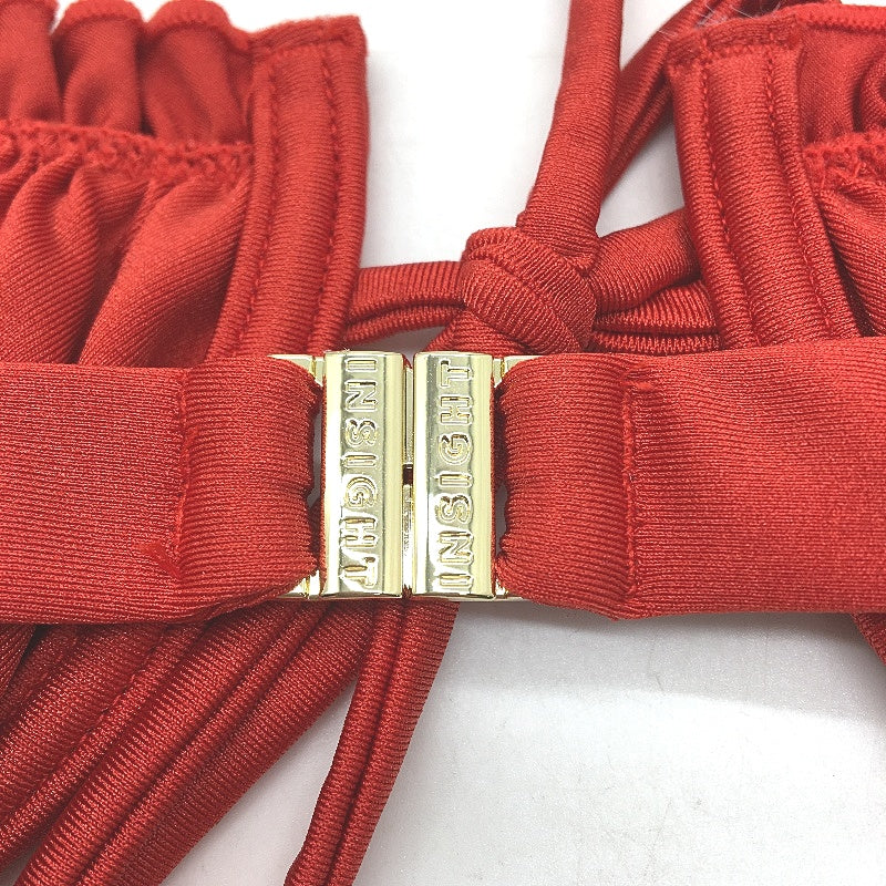 Insight 2 Pce Red Shimmer 'Peyton' Frill Cup & G-String Swim Set Ladies Sz L NEW