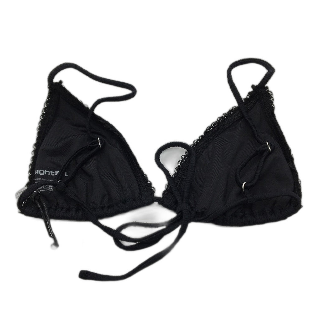 Insight Black 'Bree Bow' Lace Edge Bikini Triangle Top Ladies Size Large NEW