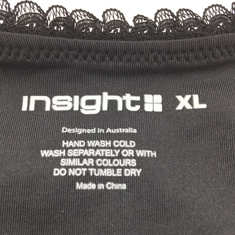 Insight Black 'Bree Bow' Cheeky Lace Edge Bikini Bottoms Ladies Size XL NEW
