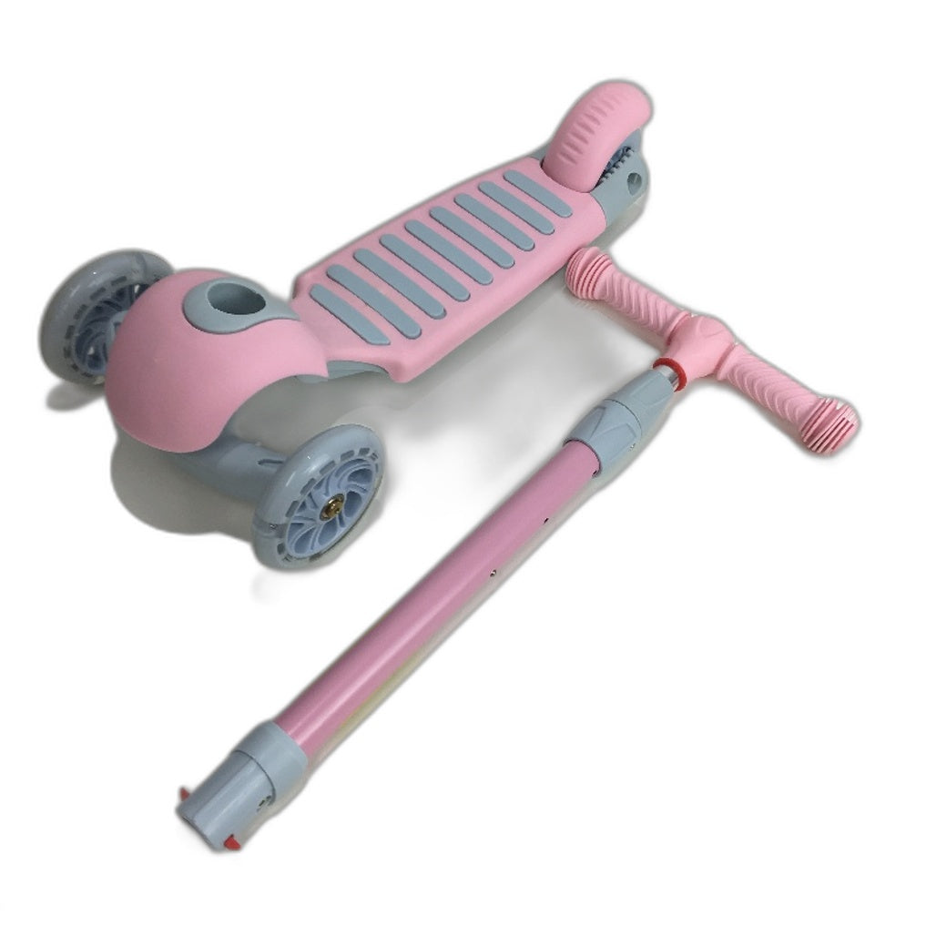 Tri-Wheel Pink & Grey Kick Scooter With Handlebars For Kids & Teens X8 Model
