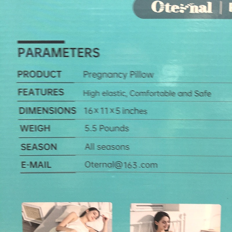 Oternal Anti-Bacterial U-Shaped Double Wedge Belly Support Pregnancy Pillow NEW