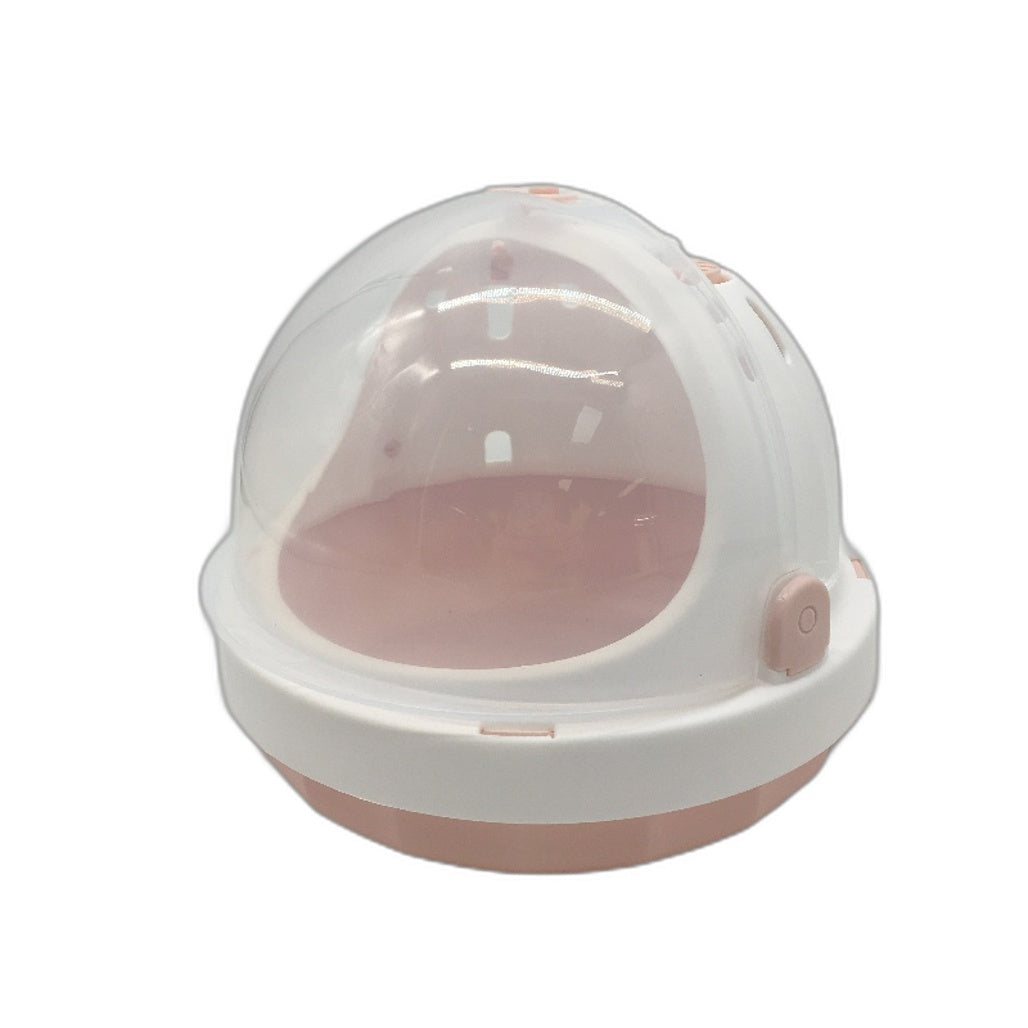 White & Pink Space Helmet Small Pet Rodent Travel Carrier & Water Dispenser DEMO