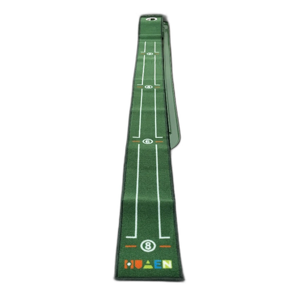 Huaen 8 Feet Golf Putting Mat Indoor Set with Gravity Feed Ball Return DEMO