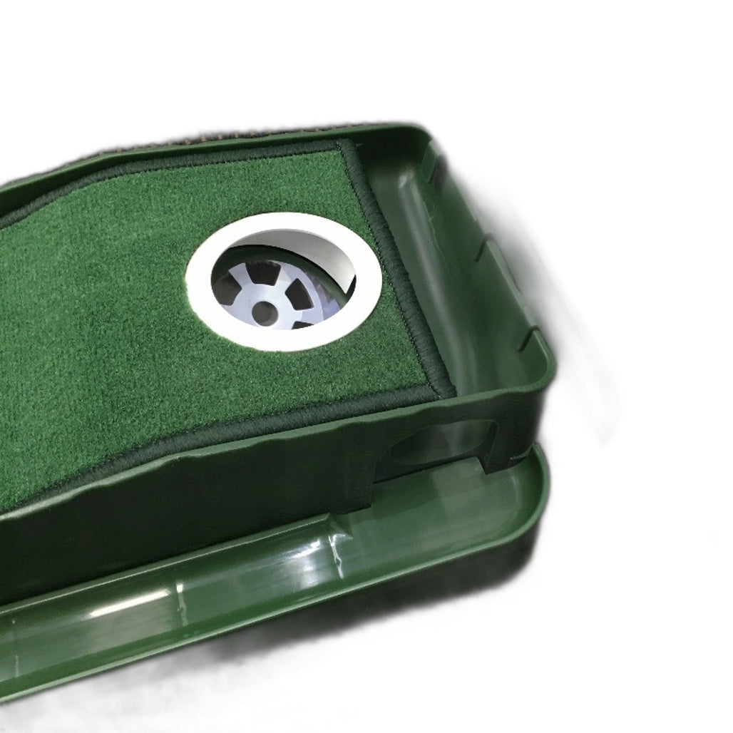 Huaen 8 Feet Golf Putting Mat Indoor Set with Gravity Feed Ball Return DEMO