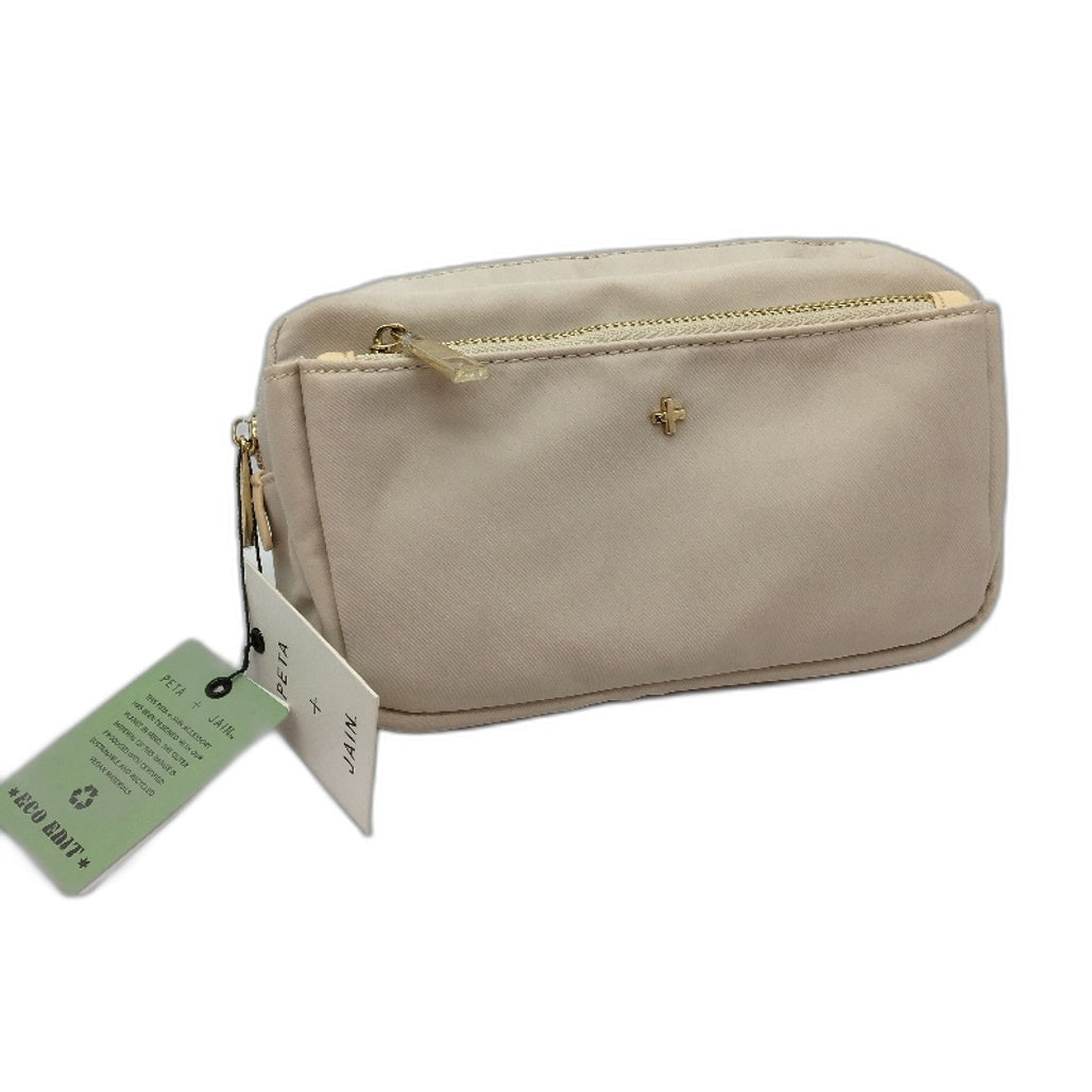 Peta And Jain Cream Beige Golden Zipper Small Crossbody Bag Purse Pouch NEW