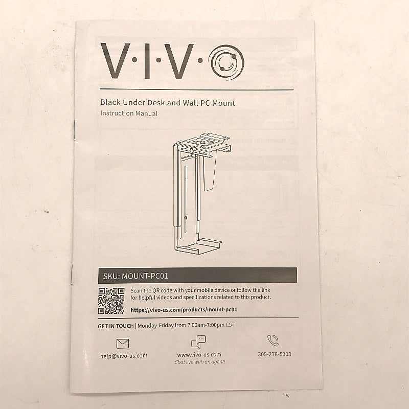 VIVO Black Adjustable Under-Desk&Wall PC Mount Alloy Steel Model Mount-PC01 NEW