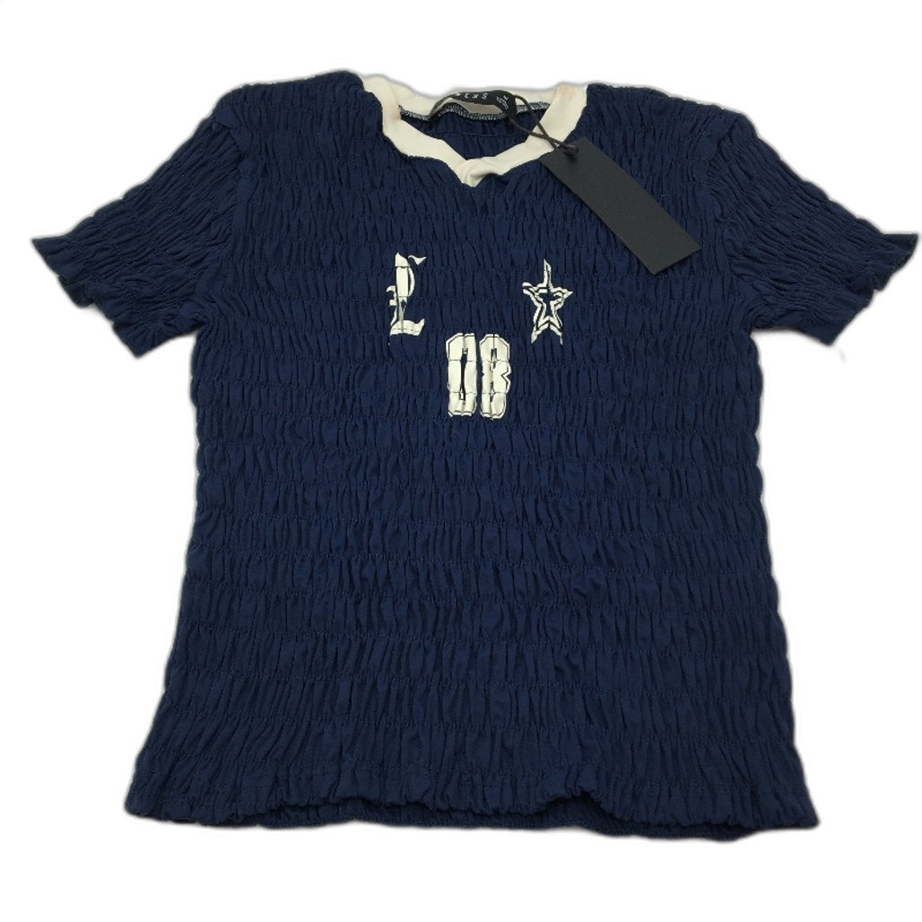 Lioness Scrunged Spectate Indigo V Neck Contrast Top Ladies Size Medium NEW