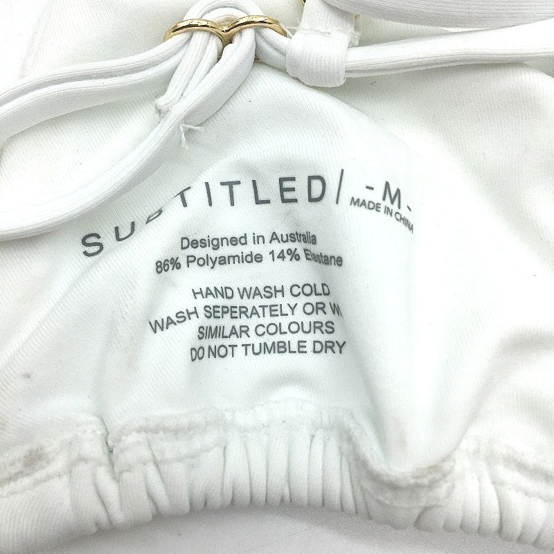 Subtitled Classic Triangle Slide White Bikini Top Ladies Size Small NEW