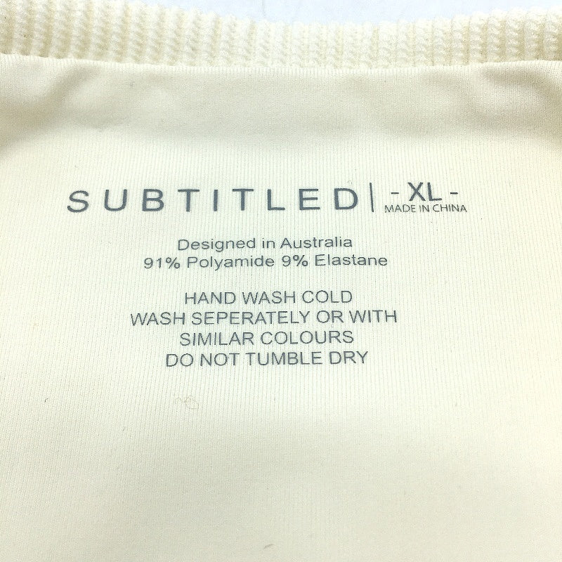 Subtitled Rib High Waist Almond White Brief Swim Bottoms Ladies Size XL NEW