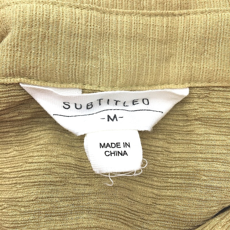 Subtitled Indra Crinkle Button Up Shortsleeve Khaki Shirt Ladies Size Medium NEW