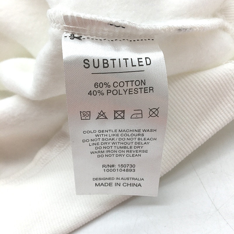 Subtitled Oversized Wave Origin Fleece White Crew Jumper Girls Sz 12-13 Yrs NEW