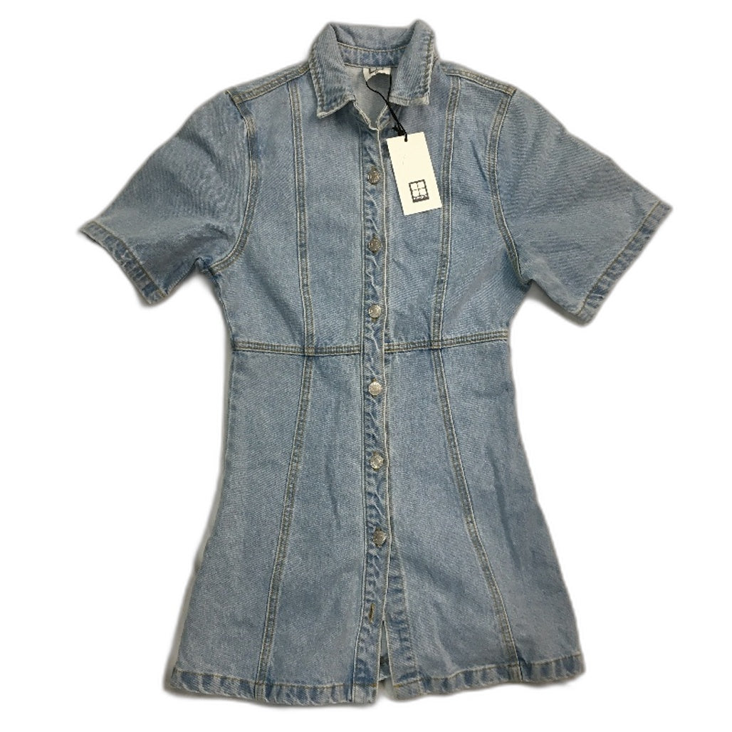 Insight Rio Denim Faded Blue Button Up Mini Shirt Dress Ladies Size XS NEW